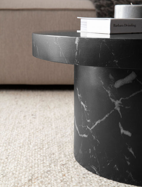 Rootz Round Coffee Table - Modern Table - Black Look Table - Anti-Slip Feature - 60cm x 60cm x 30cm