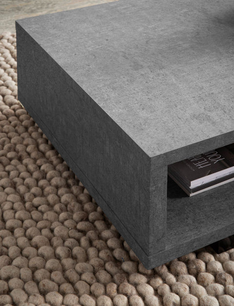 Rootz Modern Coffee Table - Living Room Table - Contemporary Design - Concrete Look, Ample Storage - 100cm x 50cm x 25cm