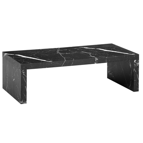Rootz Simple Coffee Table - Elegant Centerpiece - Marble-Look - U-Shape Design - Spacious Surface - 110cm x 55cm x 35cm