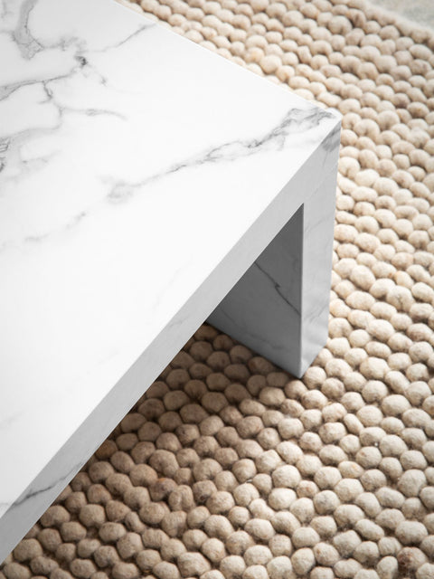 Rootz Simple Coffee Table - Marble Look - U-shaped Design - Spacious Storage - 110cm x 55cm x 35cm