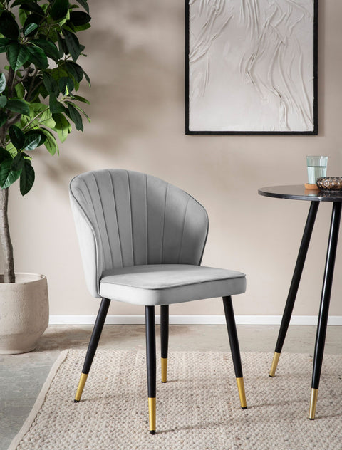 Rootz Modern 2 Piece Set Dining Room Chairs - Kitchen Chairs - Velvet Seats - High Comfort - 55cm x 83cm x 53cm