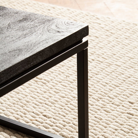 Rootz Modern Design Coffee Table - Square Table - Handmade - Mango Wood - Black - Unique - Anti-Slip Nubs - 60cm x 60cm x 35cm