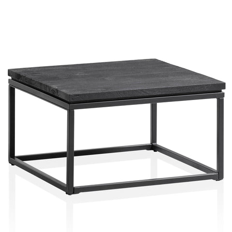 Rootz Modern Design Coffee Table - Square Table - Handmade - Mango Wood - Black - Unique - Anti-Slip Nubs - 60cm x 60cm x 35cm