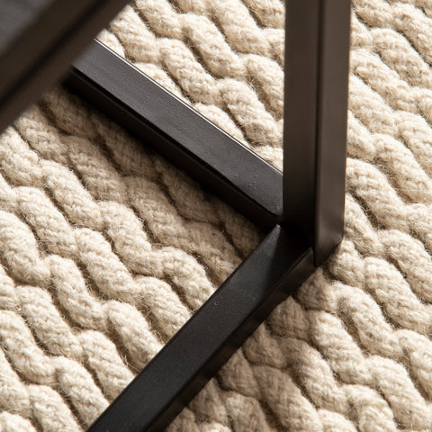 Rootz Modern Design Coffee Table - Rectangular Table - Handmade - Unique - Natural Wood Grain - 120cm x 60cm x 40cm - Mango Solid Wood - Powder-Coated Iron - Black Sandblasted - Anti-Slip Nubs - Easy Assembly - Care Instructions Included