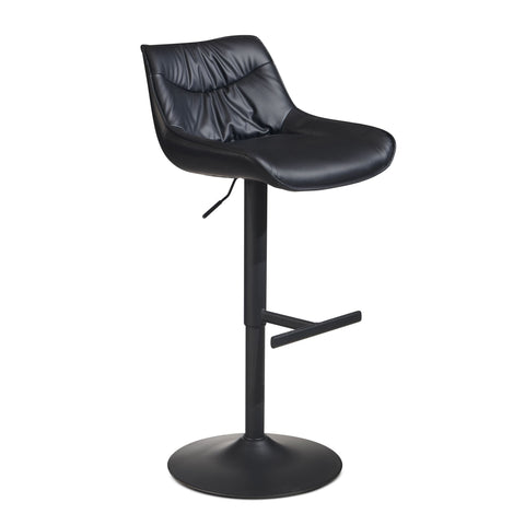 Rootz Modern Design Bar Stool - Counter Stool - Swivel Stool - Black - 45cm x 86-106cm x 55cm - 360° Rotation - Metal Base - Soft Padding - Footrest - 100kg Capacity - Artificial Leather - Easy to Clean