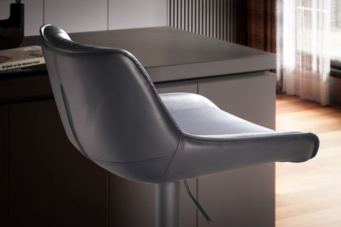 Rootz Modern Design Bar Stool - Counter Stool - Swivel Stool - Black - 45cm x 86-106cm x 55cm - 360° Rotation - Metal Base - Soft Padding - Footrest - 100kg Capacity - Artificial Leather - Easy to Clean