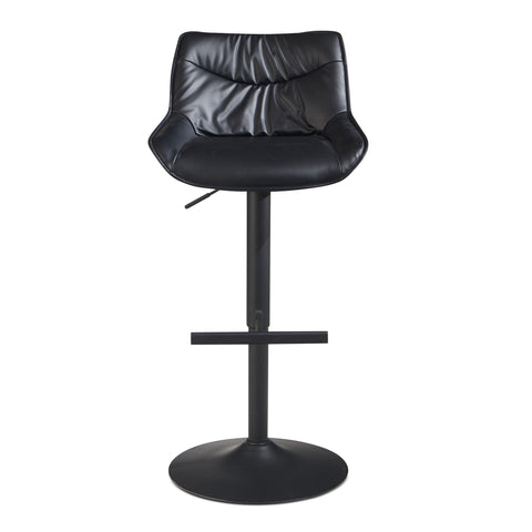 Rootz Modern Design Bar Stool - Counter Stool - Swivel Stool - Black - 45cm x 86-106cm x 55cm - 360° Rotation - Metal Base - Soft Padding - Footrest - 100kg Capacity - Artificial Leather - Easy to Clean