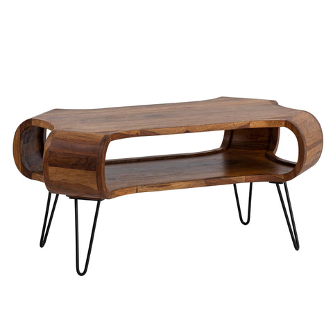Rootz Modern Living Room Table - Rectangular Coffee Table - Storage Table - Large Storage - 100cm x 60cm x 47cm - Sheesham Solid Wood