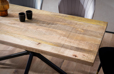 Rootz Industrial Dining Table - Rectangular Table - Wooden Table - Handcrafted - 180cm x 90cm x 76cm