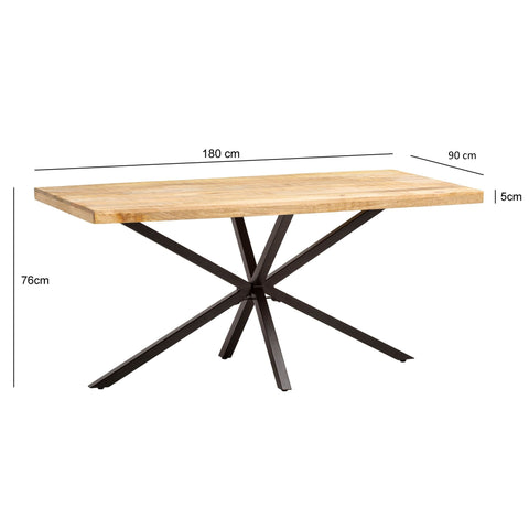 Rootz Industrial Dining Table - Rectangular Table - Wooden Table - Handcrafted - 180cm x 90cm x 76cm