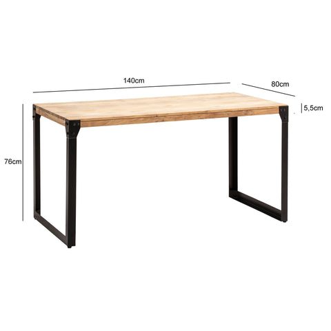 Rootz Massive Dining Room Table - Industrial Style - Wooden Dining Table - Handmade - Seats 6 - 140cm x 80cm x 76cm