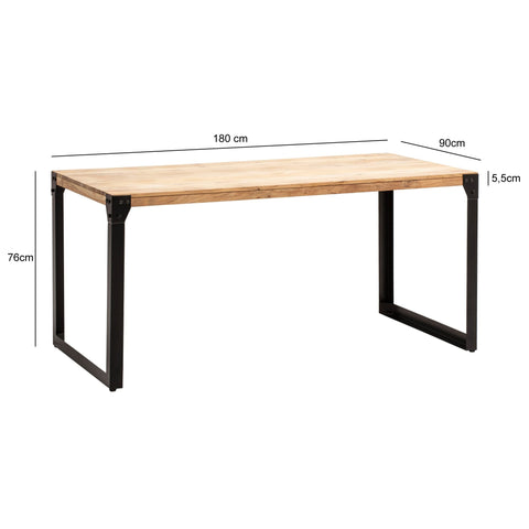 Rootz Industrial Dining Room Table - Massive Table - Rectangular Table - Unique Handcrafted Design - 180cm x 90cm x 76cm
