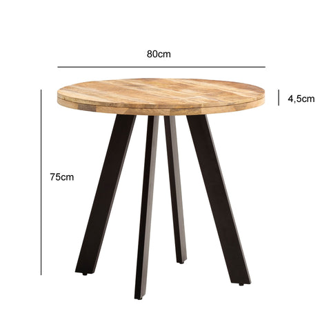 Rootz Round Dining Table - Modern Dining Table - Wooden Table - Unique Handcrafted Design - 80cm x 80cm x 75cm