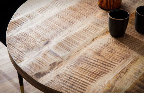 Rootz Round Dining Table - Modern Dining Table - Wooden Table - Unique Handcrafted Design - 80cm x 80cm x 75cm