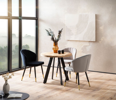 Rootz Round Dining Table - Modern Dining Table - Wooden Table - Unique Handcrafted Design - 80cm x 80cm x 75cm