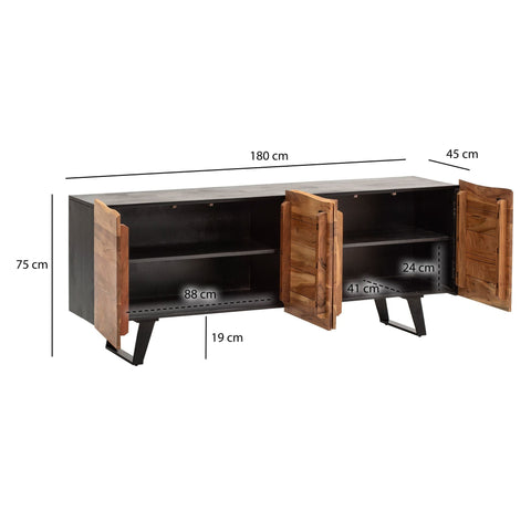 Rootz Modern Sideboard - Wood Cabinet - Storage Unit - Handmade Quality - 180cm x 75cm x 45cm