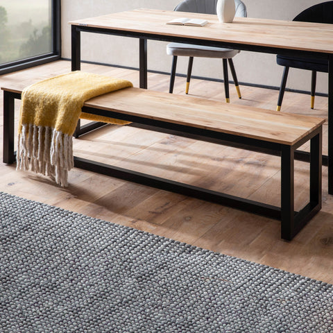 Rootz Massive Dining Bench - Loft Style Furniture - Solid Wood Bench - Unique Design - Fits Up to 3 People - 160cm x 40cm x 45cm