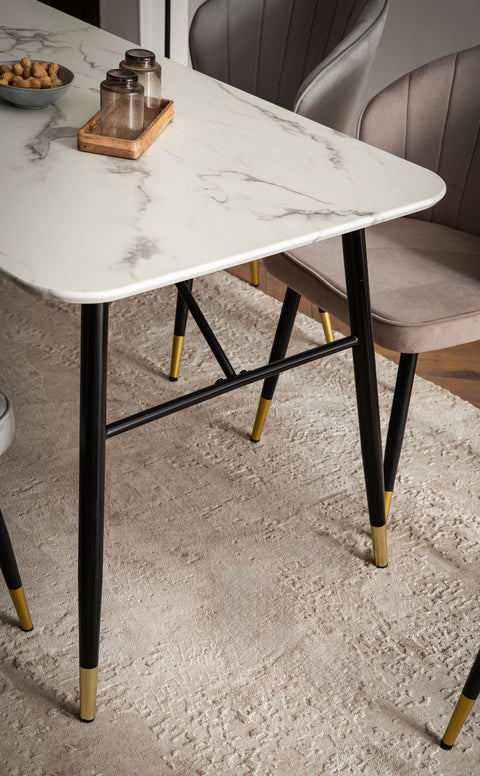 Rootz Small Dining Room Table - Rectangular Dining Table - Modern White Look Table - Seats 6, 120cm x 60cm x 76cm