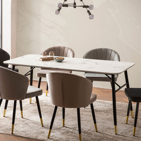 Rootz Small Dining Room Table - Rectangular Dining Table - Modern White Look Table - Seats 6, 120cm x 60cm x 76cm