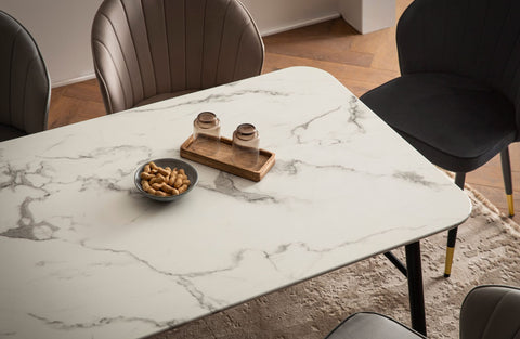 Rootz Small Dining Room Table - Rectangular Dining Table - Modern White Look Table - Seats 6, 120cm x 60cm x 76cm