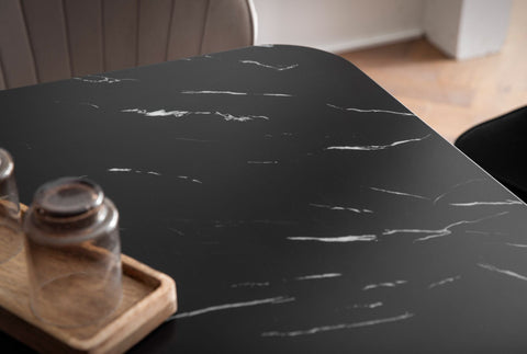 Rootz Large Dining Room Table - Modern Dining Table - Rectangular Dining Tables - Seats 10 - 200cm x 90cm x 76cm Marble Look Top