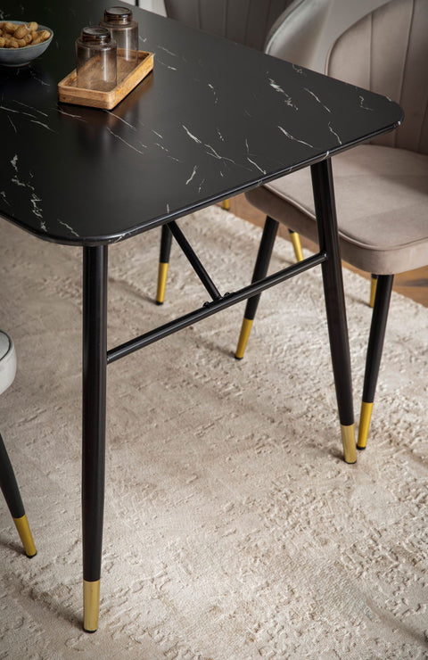 Rootz Large Dining Room Table - Modern Dining Table - Rectangular Dining Tables - Seats 10 - 200cm x 90cm x 76cm Marble Look Top