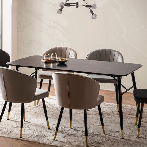 Rootz Large Dining Room Table - Modern Dining Table - Rectangular Dining Tables - Seats 10 - 200cm x 90cm x 76cm Marble Look Top