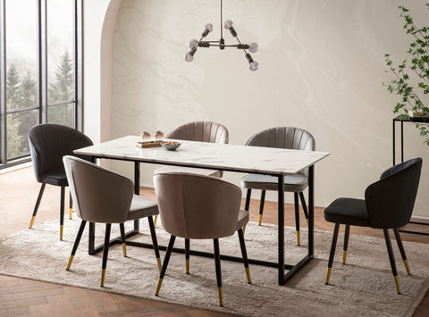 Rootz Modern Dining Table - Rectangular Table - White Look Top - Seats 6 - Anti-Slip Design - 120cm x 60cm x 76cm
