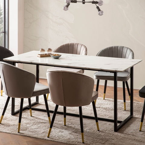 Rootz Modern Dining Table - Rectangular Table - White Look Top - Seats 6 - Anti-Slip Design - 120cm x 60cm x 76cm