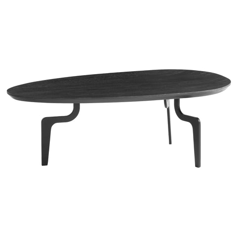 Rootz Oval Coffee Table - Timeless Design - Black Wood Table - Handmade - Natural Wood Grain - 86cm x 50cm x 30cm