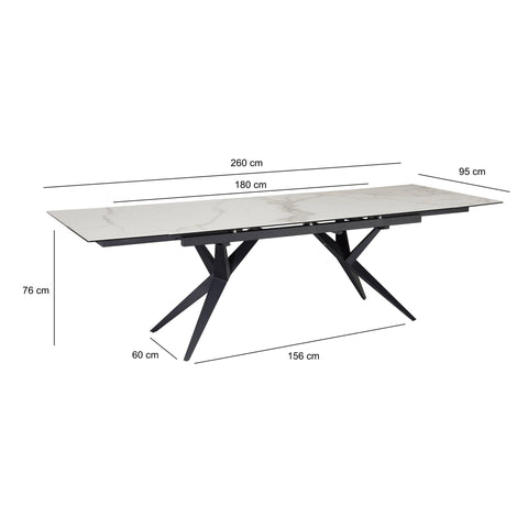 Rootz Large Dining Room Table - Modern Design - Rectangular Table - Space for 12 - 180-260cm x 95cm x 76cm