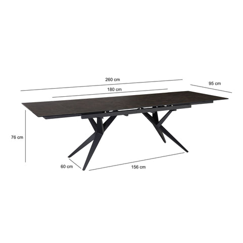 Rootz Large Dining Room Table - Modern Table - Rectangular Table - Space for 12 - 180-260cm x 95cm x 76cm