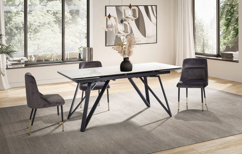 Rootz Large Modern Dining Table - Rectangular Table - Marble Look Table - Seats 12 - 180-260cm x 95cm x 76cm