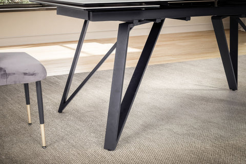 Rootz Large Modern Dining Table - Rectangular Table - Marble Look Table - Seats 12 - 180-260cm x 95cm x 76cm