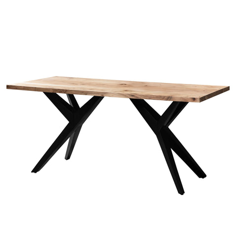 Rootz Modern Loft Dining Table - Massive Wood Table - Rectangular Table - Unique Design - 160cm x 80cm x 76cm x 4cm