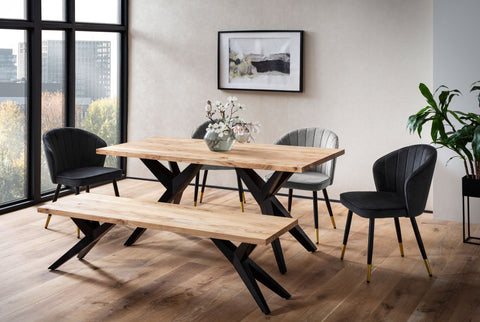 Rootz Modern Loft Dining Table - Massive Wood Table - Rectangular Table - Unique Design - 160cm x 80cm x 76cm x 4cm