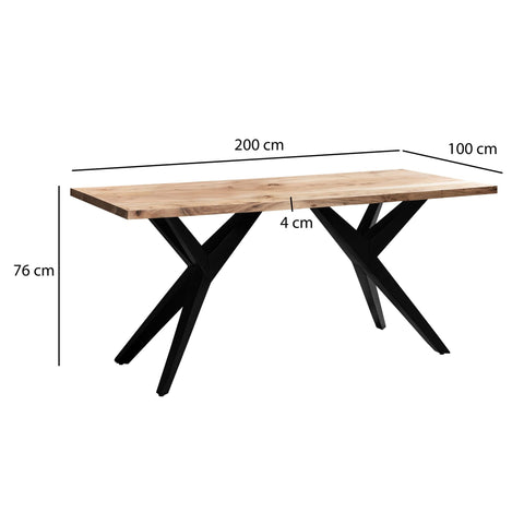 Rootz Massive Dining Table - Loft Style - Rectangular Table - Acacia Wood - Handcrafted & Unique - 200cm x 100cm x 76cm