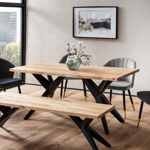 Rootz Massive Dining Table - Loft Style - Rectangular Table - Acacia Wood - Handcrafted & Unique - 200cm x 100cm x 76cm