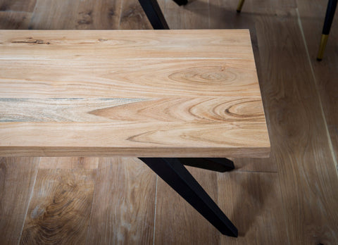 Rootz Massive Dining Bench - Loft Style Seating - Wooden Bench - Unique Handcrafted - Fits 2 People - 120cm x 45cm x 45cm