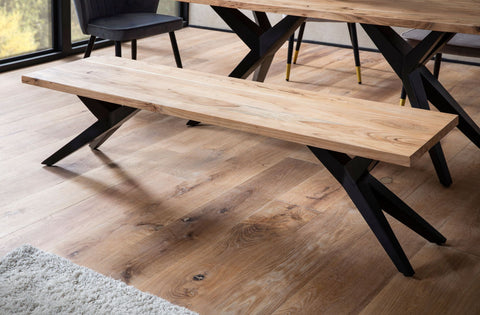 Rootz Massive Dining Bench - Loft Style Seating - Wooden Bench - Unique Handcrafted - Fits 2 People - 120cm x 45cm x 45cm