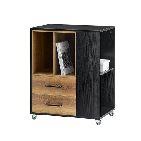 Rootz 6 Compartment Filing Cabinet Cart - Office Organizer - Document Storage - MDF & PB Materials - 60cm x 75cm x 40cm