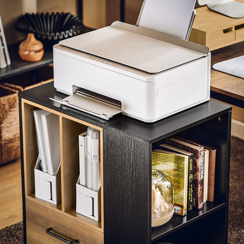 Rootz 6 Compartment Filing Cabinet Cart - Office Organizer - Document Storage - MDF & PB Materials - 60cm x 75cm x 40cm