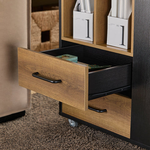 Rootz 6 Compartment Filing Cabinet Cart - Office Organizer - Document Storage - MDF & PB Materials - 60cm x 75cm x 40cm