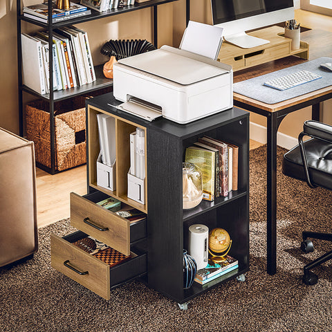 Rootz 6 Compartment Filing Cabinet Cart - Office Organizer - Document Storage - MDF & PB Materials - 60cm x 75cm x 40cm