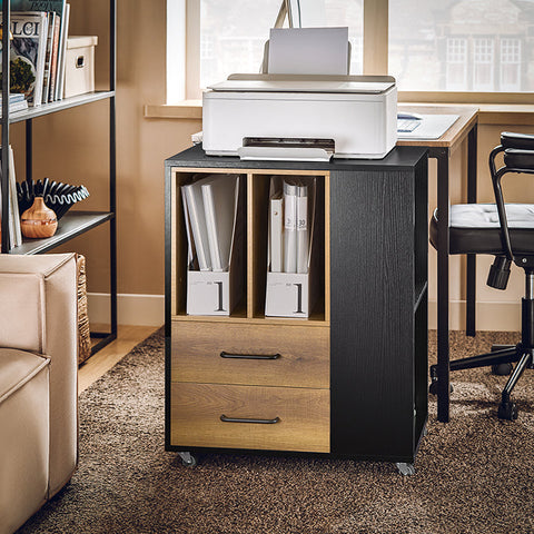 Rootz 6 Compartment Filing Cabinet Cart - Office Organizer - Document Storage - MDF & PB Materials - 60cm x 75cm x 40cm