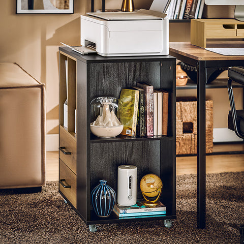Rootz 6 Compartment Filing Cabinet Cart - Office Organizer - Document Storage - MDF & PB Materials - 60cm x 75cm x 40cm