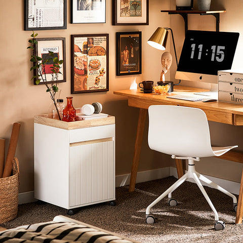 Rootz Mobile Storage Cabinet - Rolling Storage Unit - MDF Wood Cabinet - Extra Storage - 40cm x 63cm x 40cm