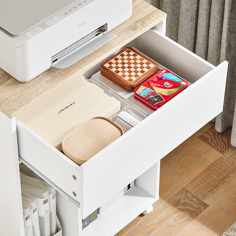 Rootz Rolling Printer Table - Movable Printer Stand - Portable Desk - Holds 65kg - 63x88x42cm - Easy Assembly
