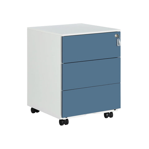 Rootz 3 Drawer Rolling Container - Office Cabinet - File Storage - Versatile - Lockable - Steel Material - 39cm x 45cm x 55cm