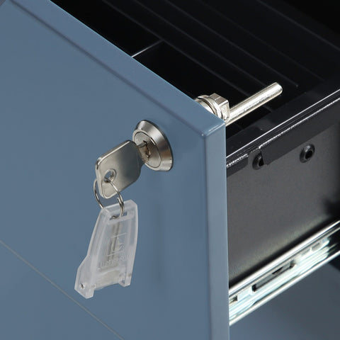Rootz 3 Drawer Rolling Container - Office Cabinet - File Storage - Versatile - Lockable - Steel Material - 39cm x 45cm x 55cm